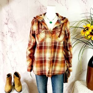 Carhartt Plaid Button-Up Shirt Jacket with Hood